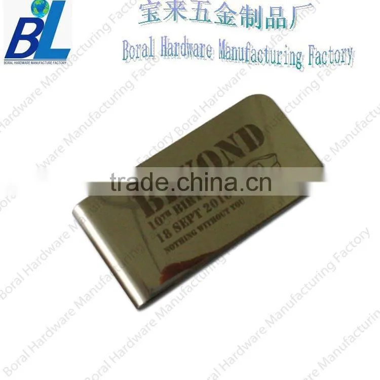 Nickel plated die cutted money clips with custom logo