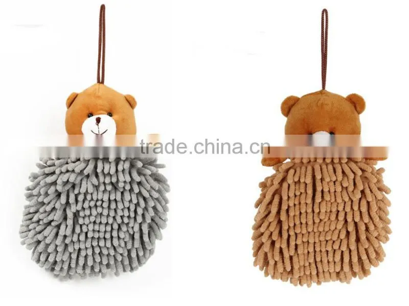 2015 good sale chenille cartoon animal hand towel