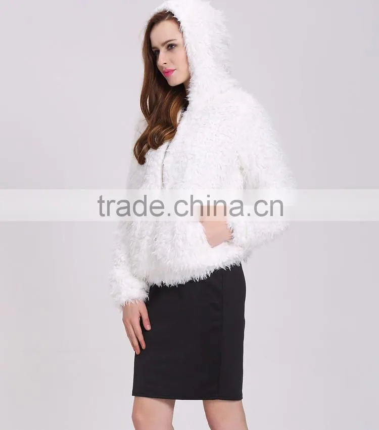 2016 Women white Long Mink Coat With Caps in China