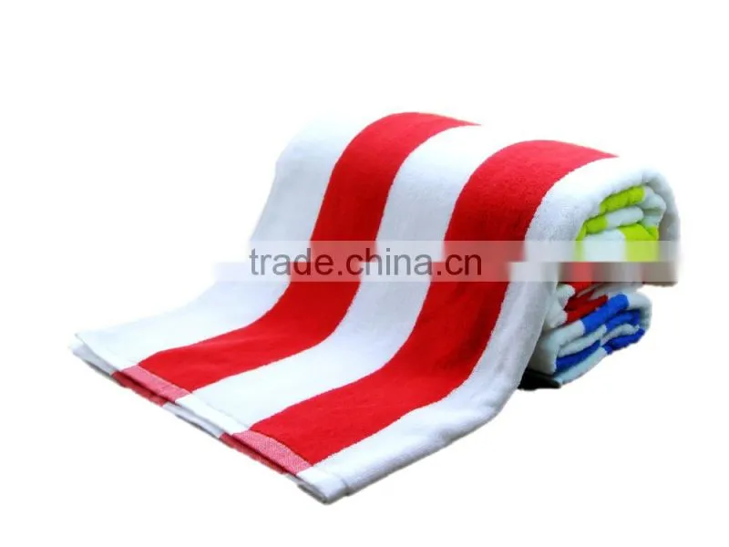 high quality 70x140cm 400g cotton red and white striped beach towel