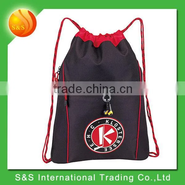 Unique design expandable drawsrting bag with front CD holder pocket