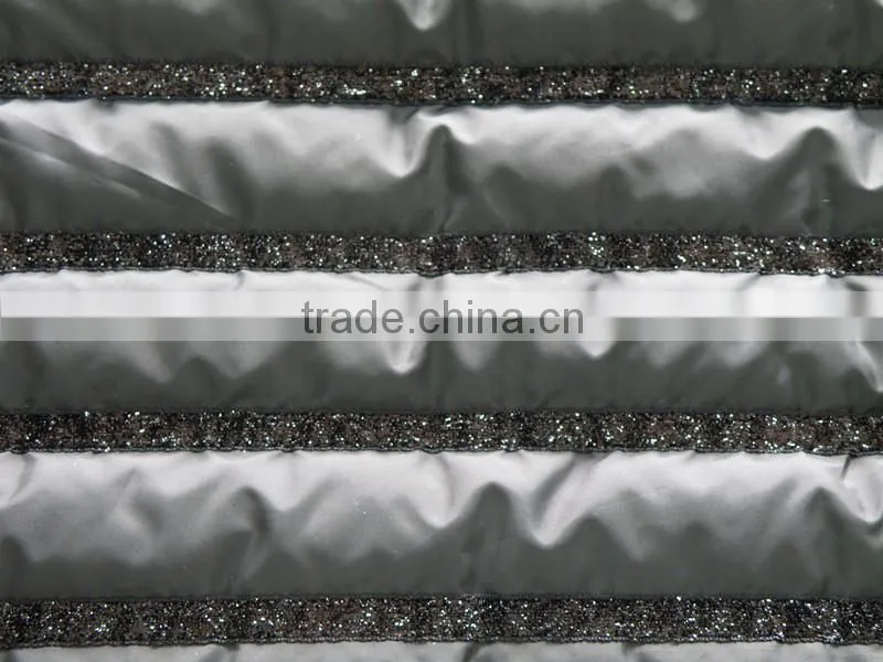 Stripe polyester embroidered quilted fabric for coats