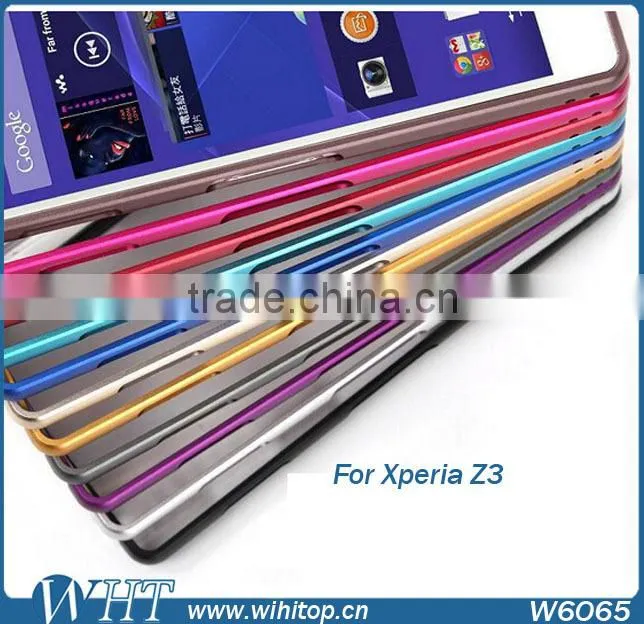 Fashionable Aluminum Bumper Case No Screws For Sony Xperia Z3, Luxury Hard Metal Frame For Xperia Z3