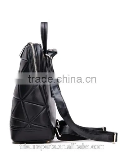 high quality korean style black woman leather leisure backpack