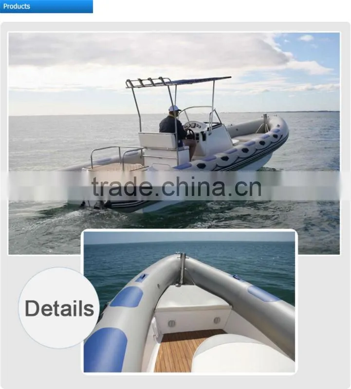 8m CE approved Fiberglass Rigid Inflatable Boat (7500 RIB)
