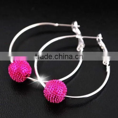 Crystal ball hoop earrings