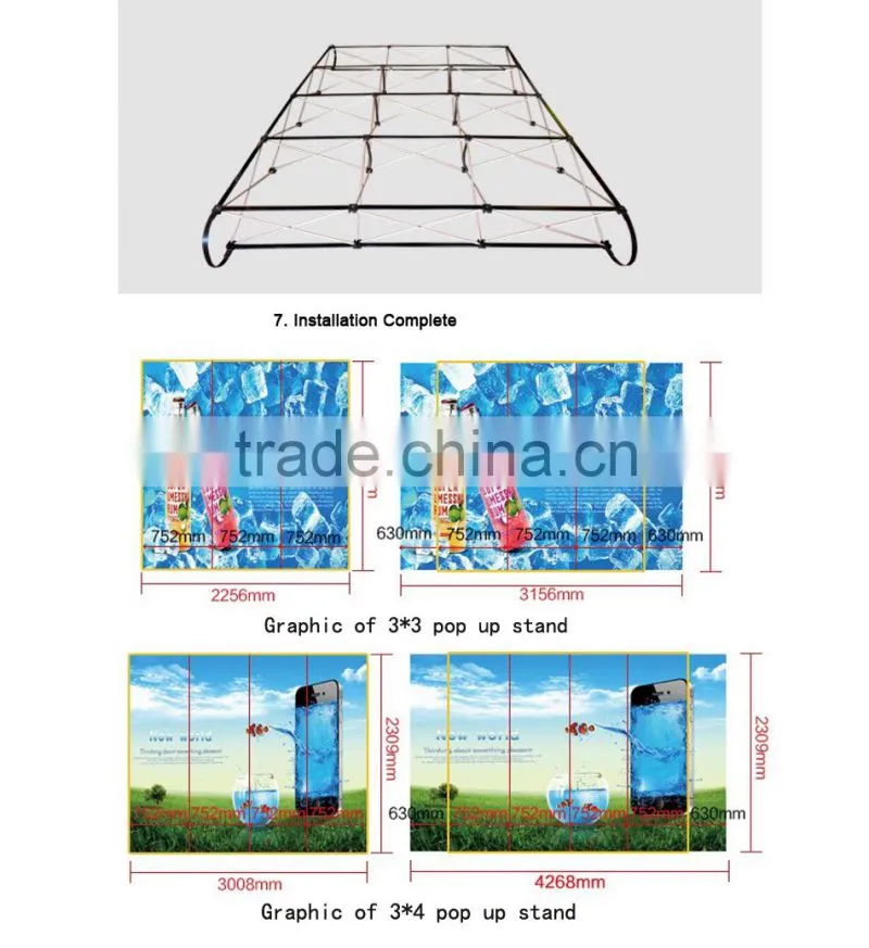 3X3 Velcro aluminum fabric Pop Up Display Stands
