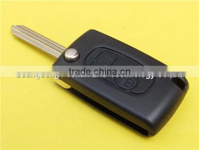 Keyless Entry Peugeot 2 button flip remote car key shell cover case
