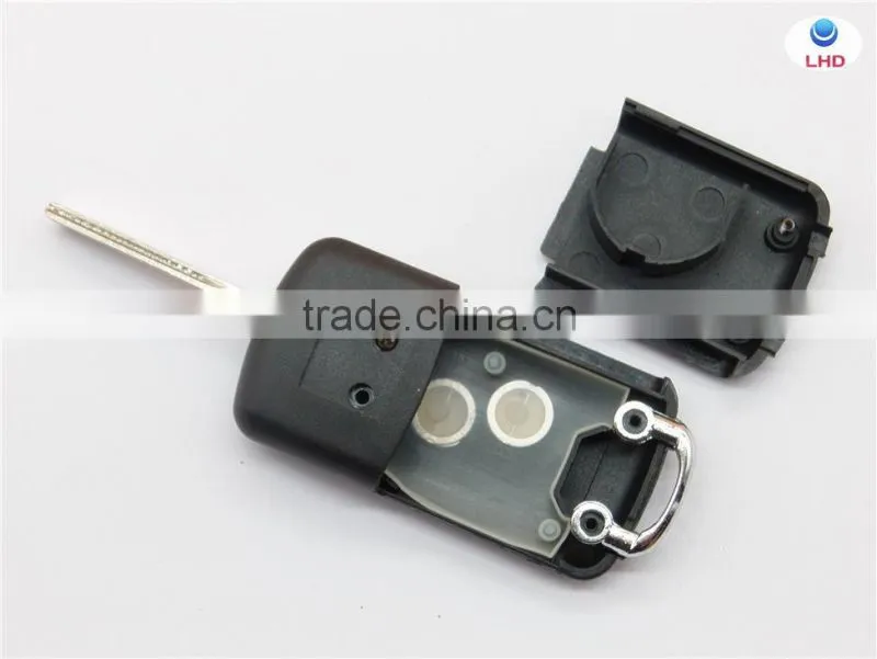 Hot sale Peugeot 407 2 buttons flip remote key shell with groove blade for cars