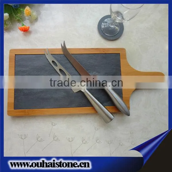Kitchen dinnerware natural black slate stone hotel dinner plates