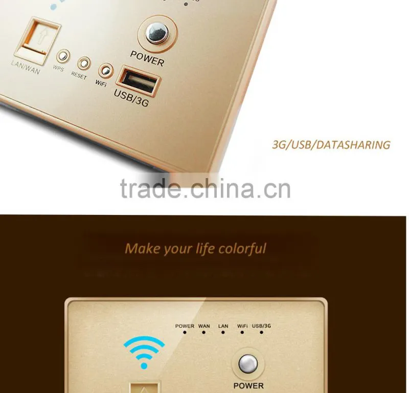 New Design Wallpad Black AU US Standard 118mm*74mm Lan 3G WiFi WPS AP Router Repeater Phone USB Wireless US Wall Charger Socket
