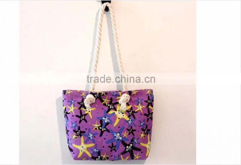 Fashion design stripe beach bag with zipper