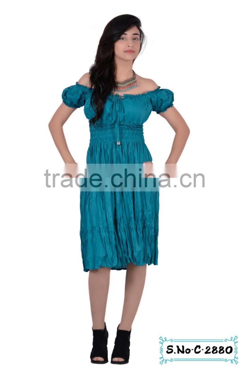 C.Green Cotton Magic Dress Floral Print Dress