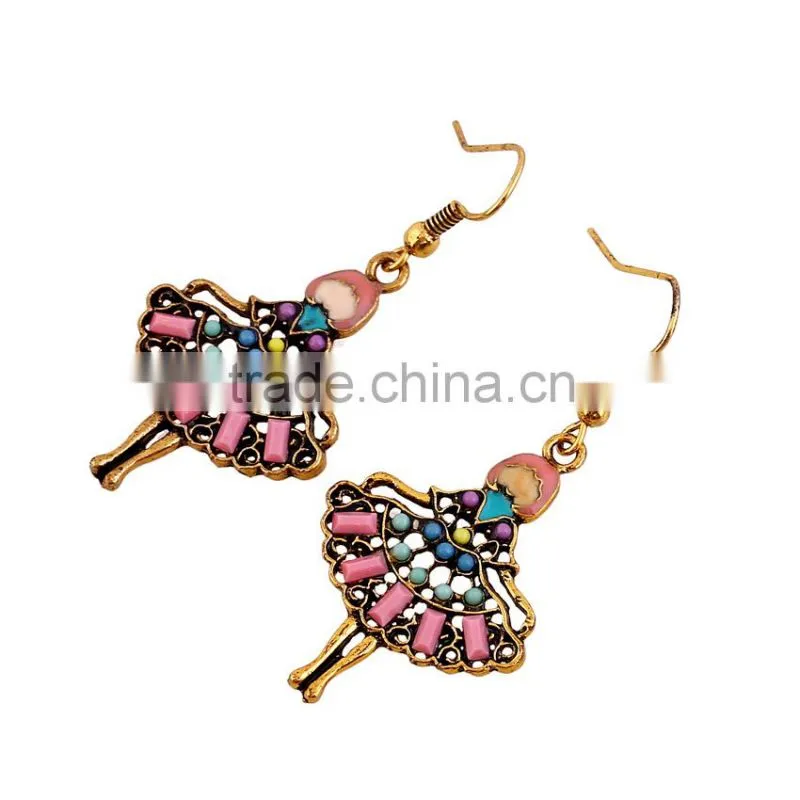 New items dancing girl design fashion beaded drop earring