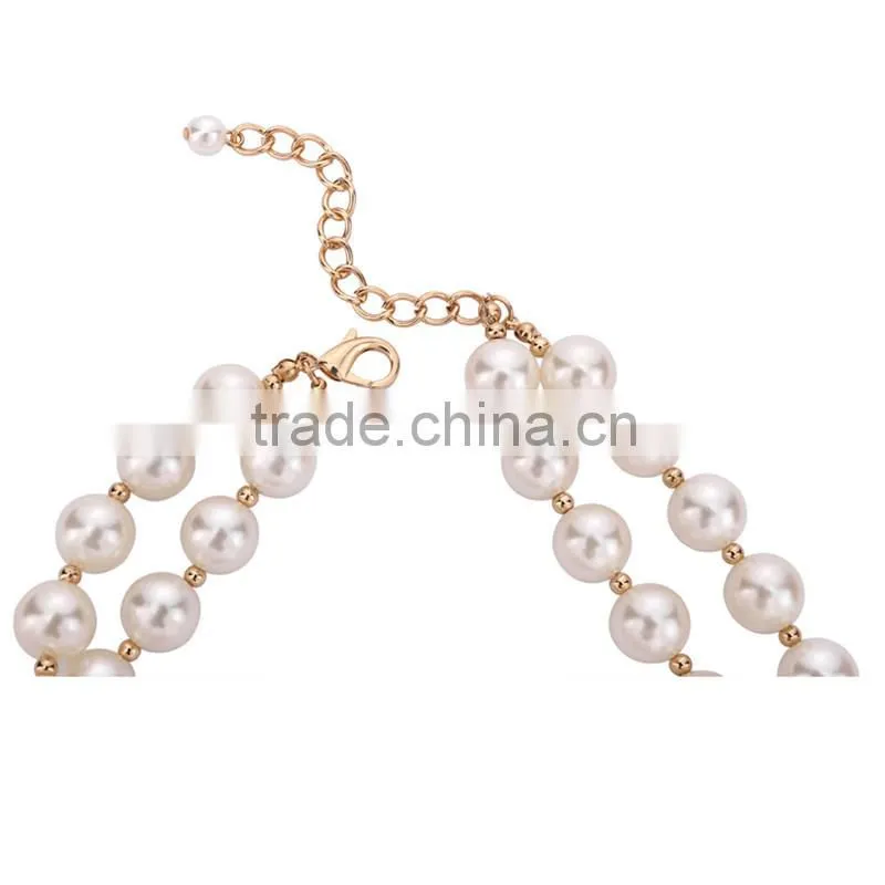 2016 newest fashion alloy gold plating beaded fashion jewelry necklace