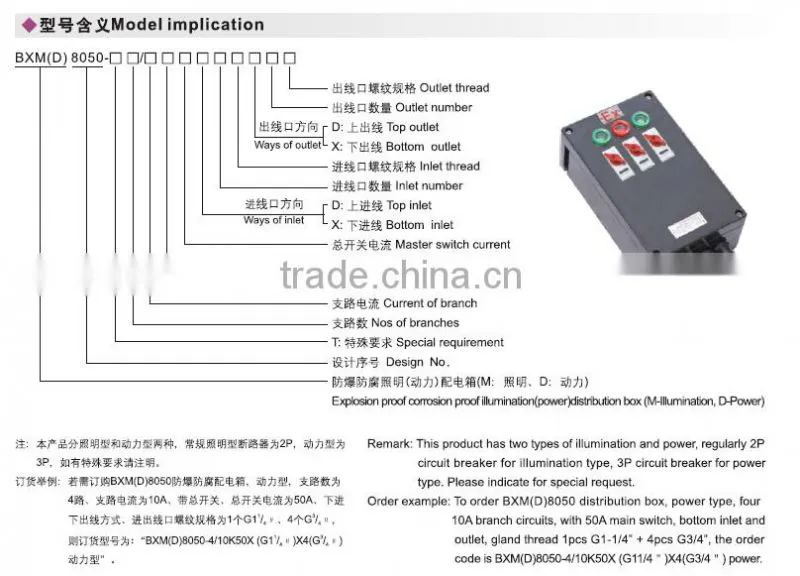 Explosion proof corrosion proof illumination(power) distribution box China