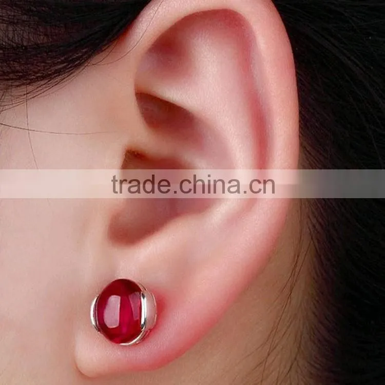 colored natural ruby agate opal single stone earring designs