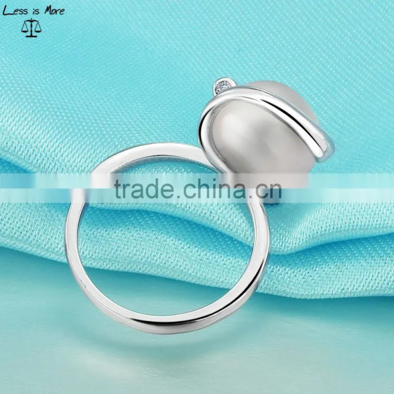 925 silver pearl jewelry ring rhodim plated