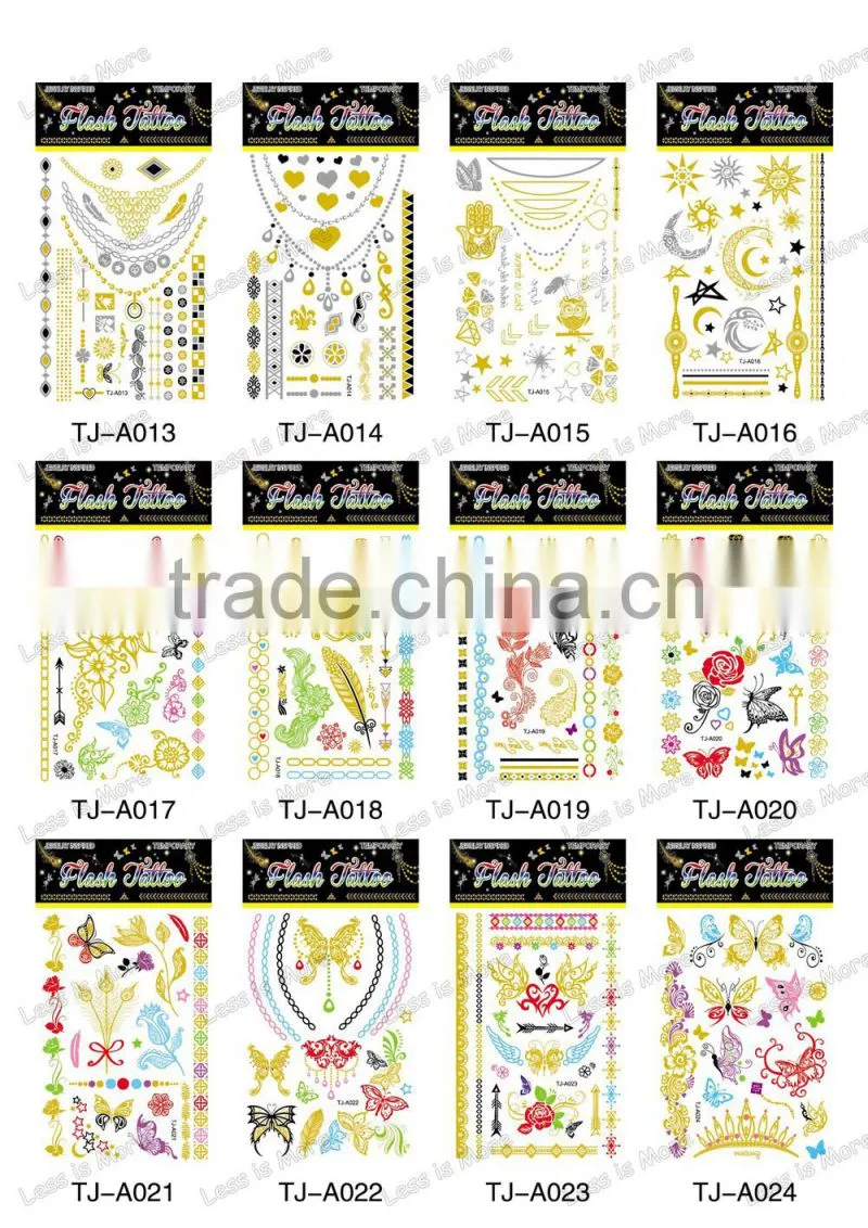 fashion gold & silver body temporary tatoo sticker