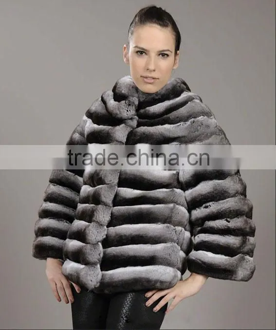 wholesale price chinchilla rex rabbit fur coat