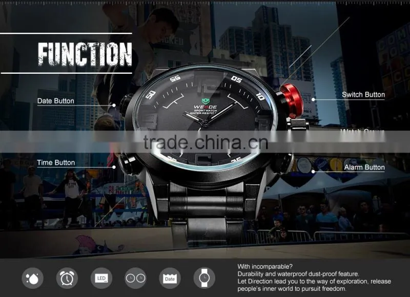 China Brand Wrist Watches 3 ATM Water Resistant Luxury Man Weide Led Watch