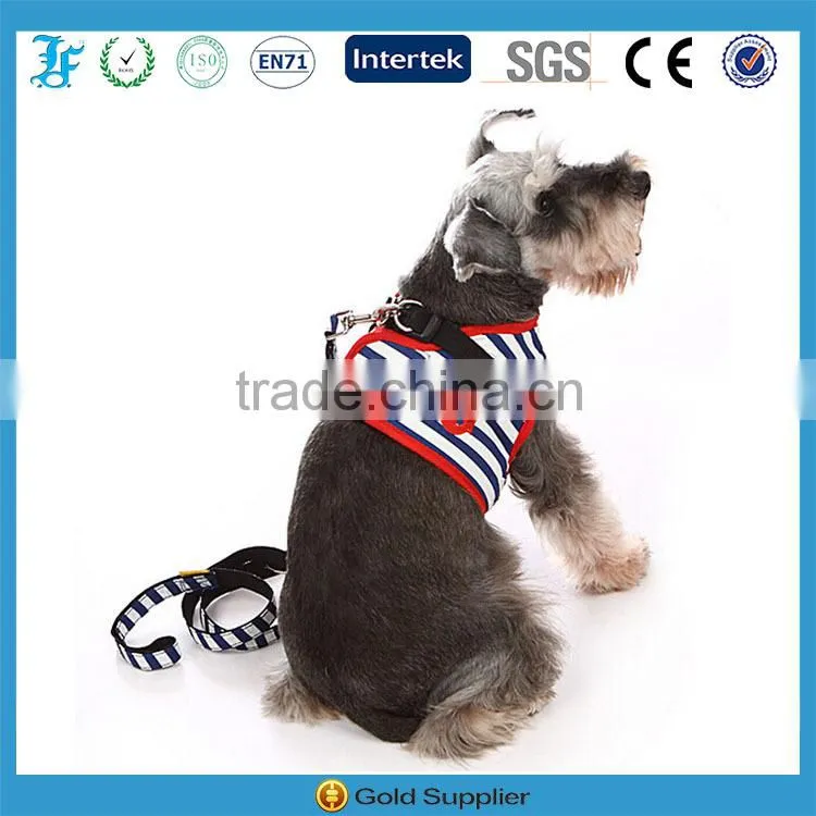 Blue & White Striped Sea Navy Pet Dog Harness and Leashes