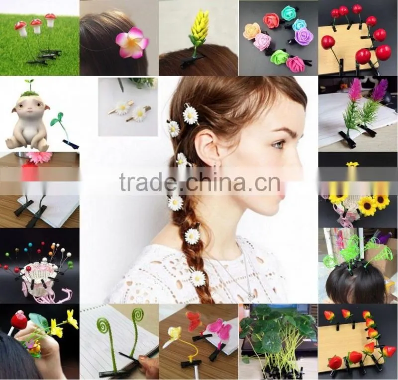 Fashion Jewelry Novelty Flower Fruit Cherry Hair Clips for Antenna Grass Hair Clip Design