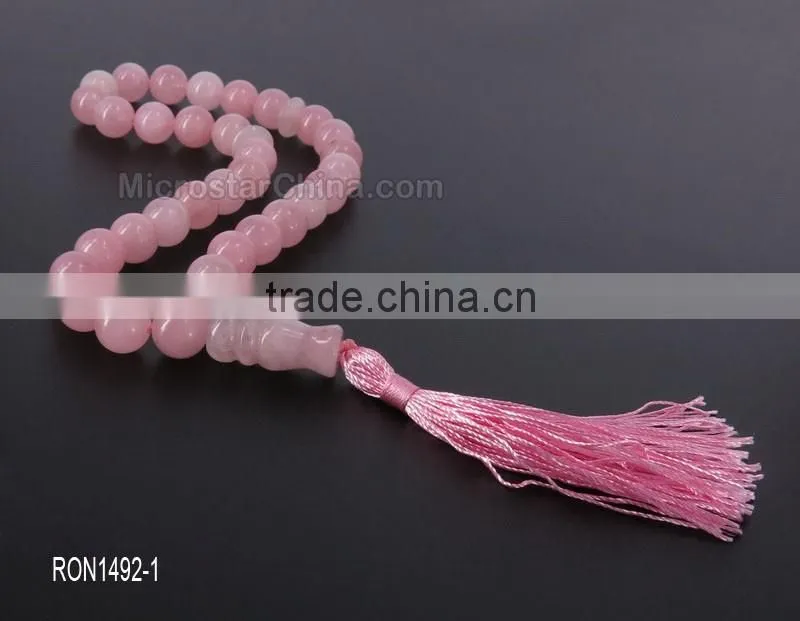Wholesale hot sale top quality allah misbaha 33 beads of pink quartz tasbih tesbih tespih
