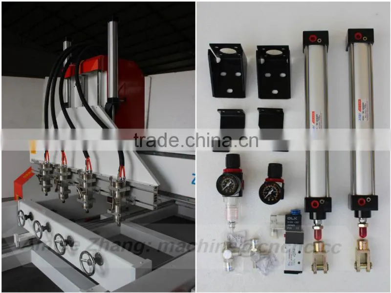 4 Axis 4 Spindles CNC Carver Router for Flat & Cylinder Material 1300*2500mm ZK-1325-4