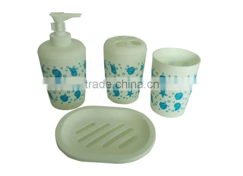 Eco-Friendly Feature and plastic pp bathroom set with plastic soap dispenser