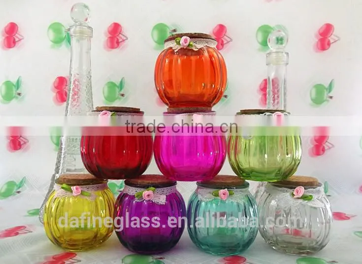 Pumpkin Shape Glass Vase Bottle for plant With Metal Handle Candle Hydroponic/Home Decoration