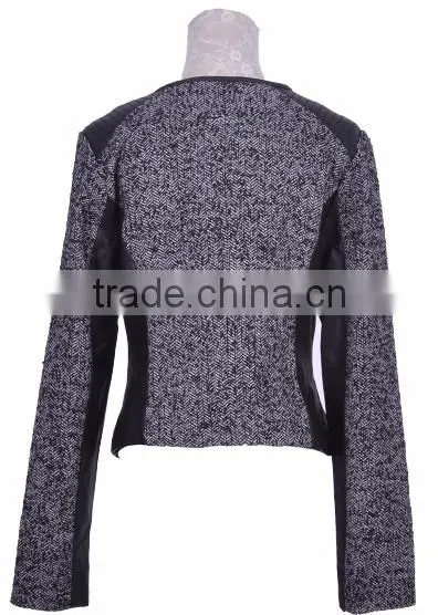 Runtex Ladies casual tweed jacket with PU patch RLJ076