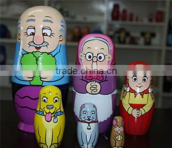 Wooden diy toy nesting doll decoration for home