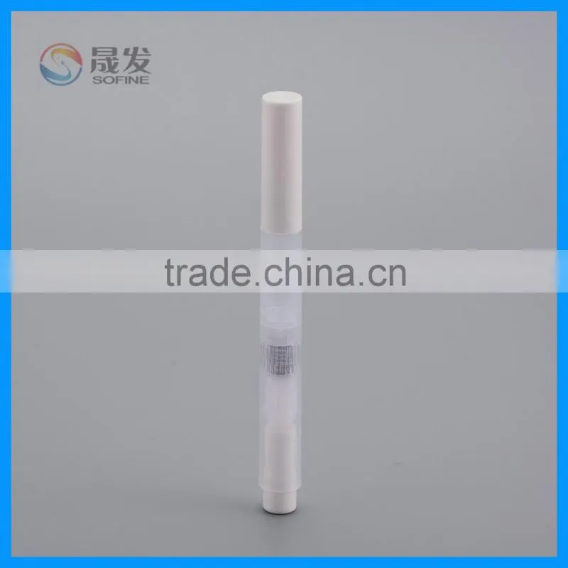 Plastic cosmetic serum bottle with brush