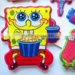 custom promotional 3D cartoon sponge bob puffy stickers