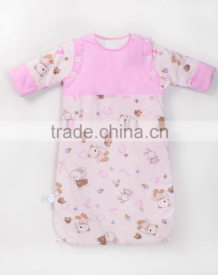 Comfortable and Good Quality 100% Cotton Baby Sleeping Bag with 4 colors