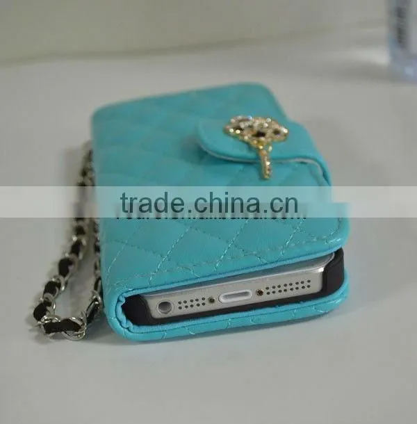 Pantech SKY Vega IM-A760S lovely blue quilted pu wristlet pouch wallet with hard case phone holder