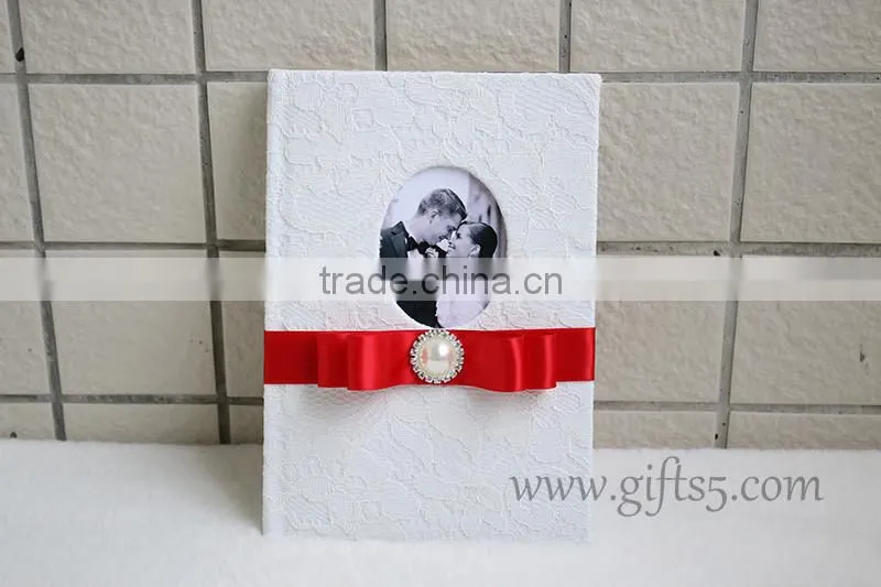 Unique design wedding record memories guest book with photo frame you can put photo in the cover