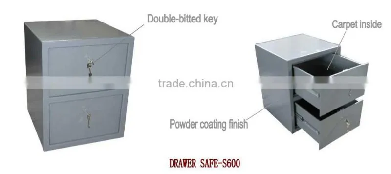 Popular double key lock drawer safe