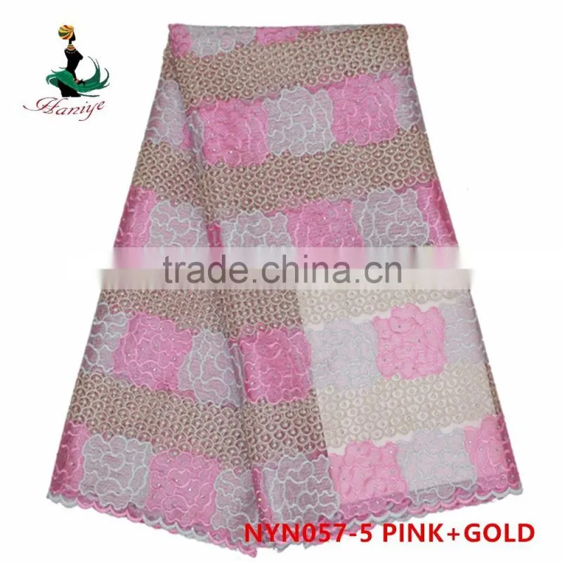 2016 Haniye High quality fashion african tulle lace fabric/tulle lace french net lace/NYN57