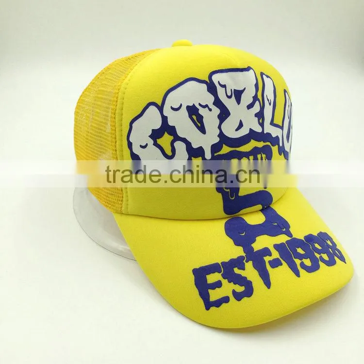 Customized curved bill 5 panel printed trucker mesh cap wholesale