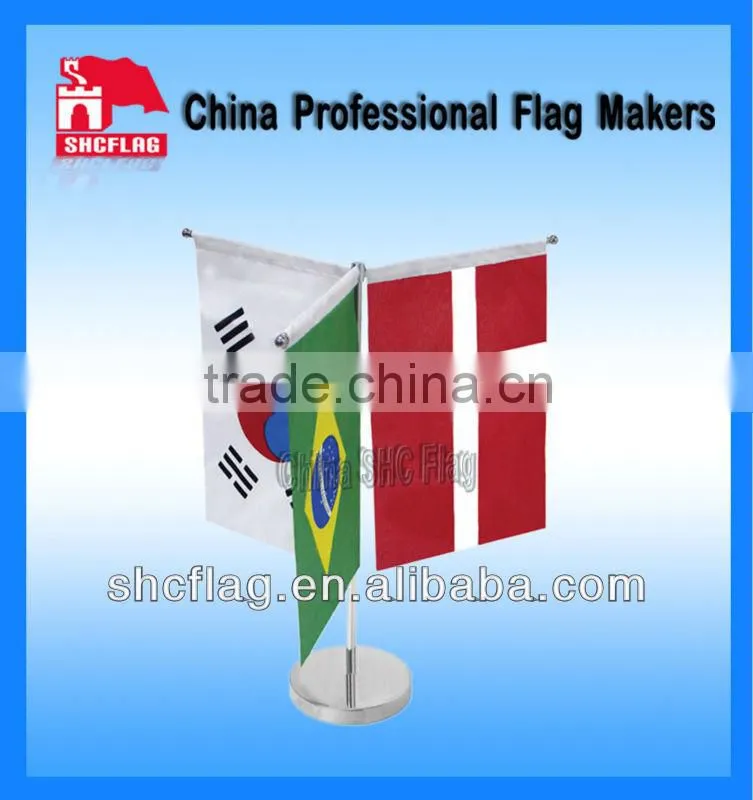 custom national table top flag with metal base and stick