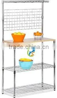 Bakers Rack with Cutting Board and Storage Shelves