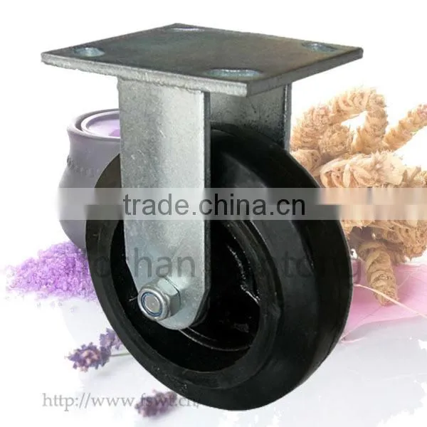 200mm Rubber Wheel Rolling Industrial Caster With Stop