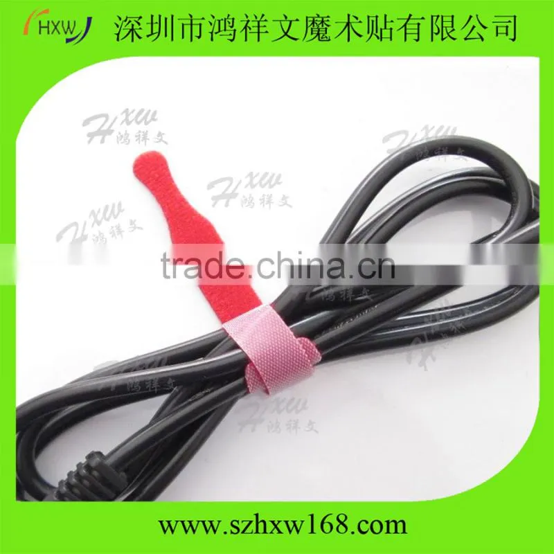 Custom hook and loop strap adjustable cable ties red color