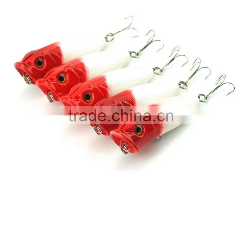 5pcs Plastic Popper Fishing Lures Bass CrankBaits Hooks Tackle 6.5cm/11.8g