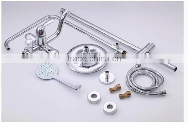 Brass Finish Cross Handle Bath Tub Faucet, Hot And Cold Water Copper Faucet Shower Mixer, Shower Mixer