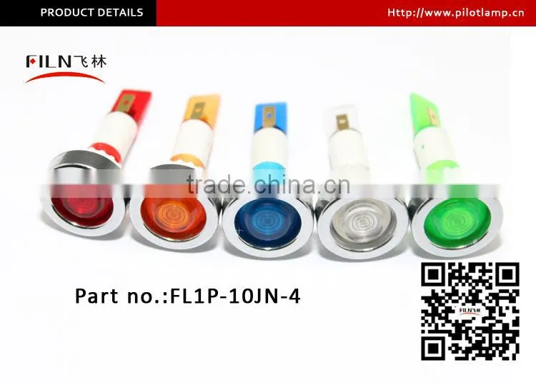 10mm pure color cabinet LED light indicator lamp 110v2w with connector terminal