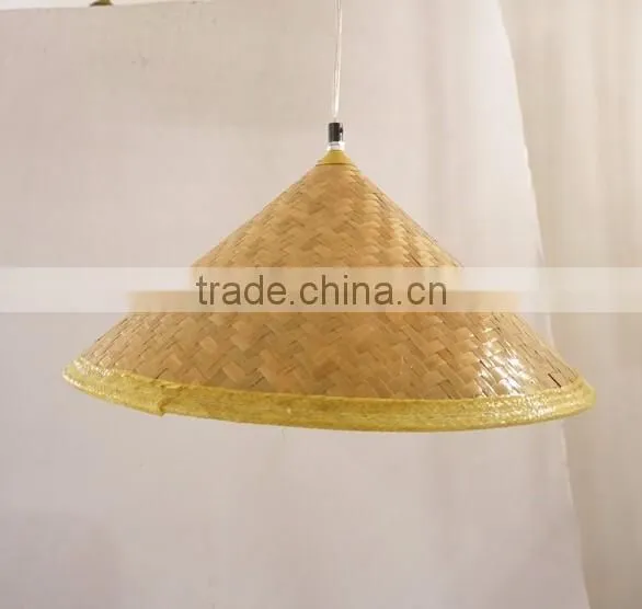 Vintage Fancy Indoor Decorative Hat Shaped Chandelier Bamboo Hand Woven Pendant Lights/Lamps