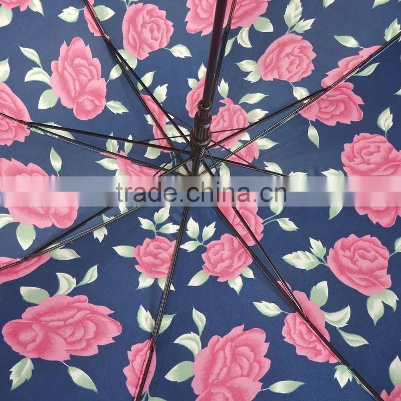 Flower printing beautiful girl long umbrella with lace parasol